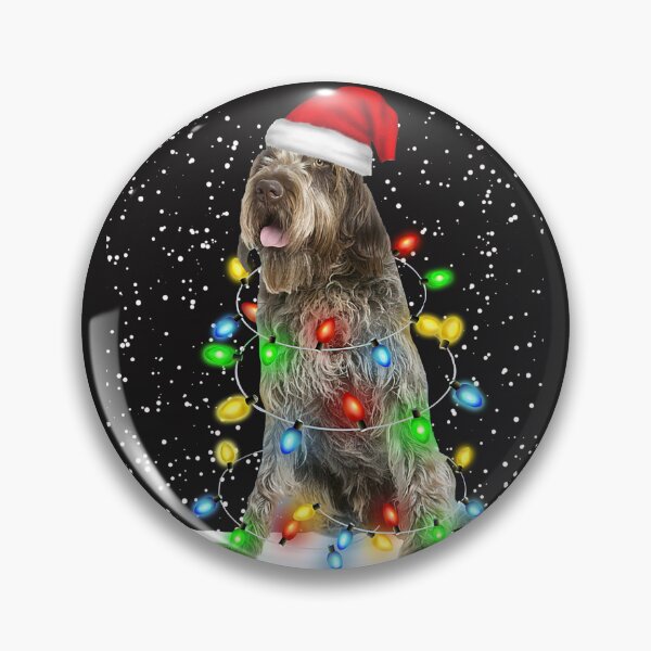 Item preview, Wirehaired Pointing Griffon Christmas Santa Hat Color Lights designed and sold by MasinDontrae.