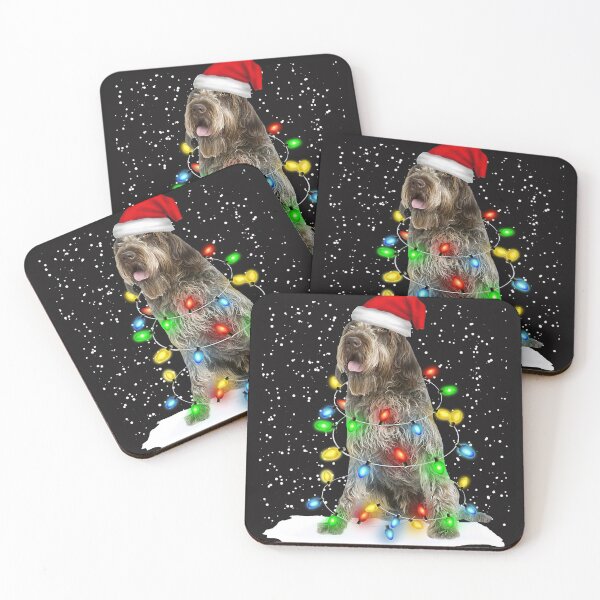 Item preview, Wirehaired Pointing Griffon Christmas Santa Hat Color Lights designed and sold by MasinDontrae.