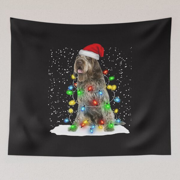 Item preview, Wirehaired Pointing Griffon Christmas Santa Hat Color Lights designed and sold by MasinDontrae.