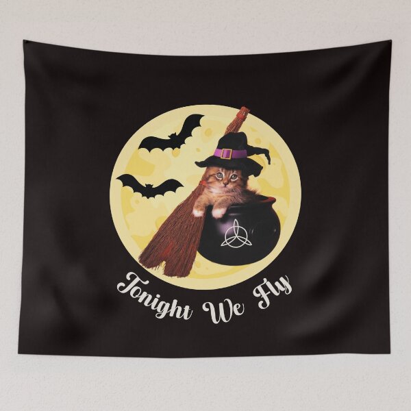 Item preview, Tonight We Fly Halloween Witchy Cat designed and sold by desireedickens.