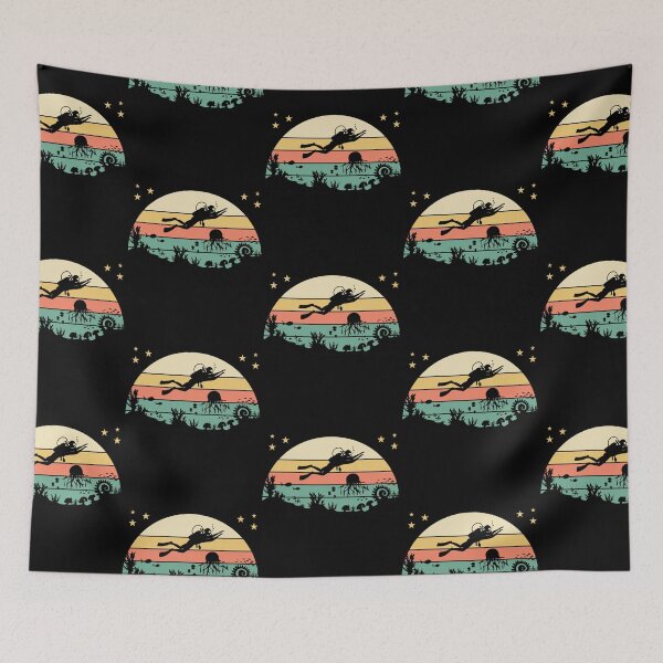 Item preview, Retro Vintage Sunset Scuba Diving Diver Cute designed and sold by Zaidan16.