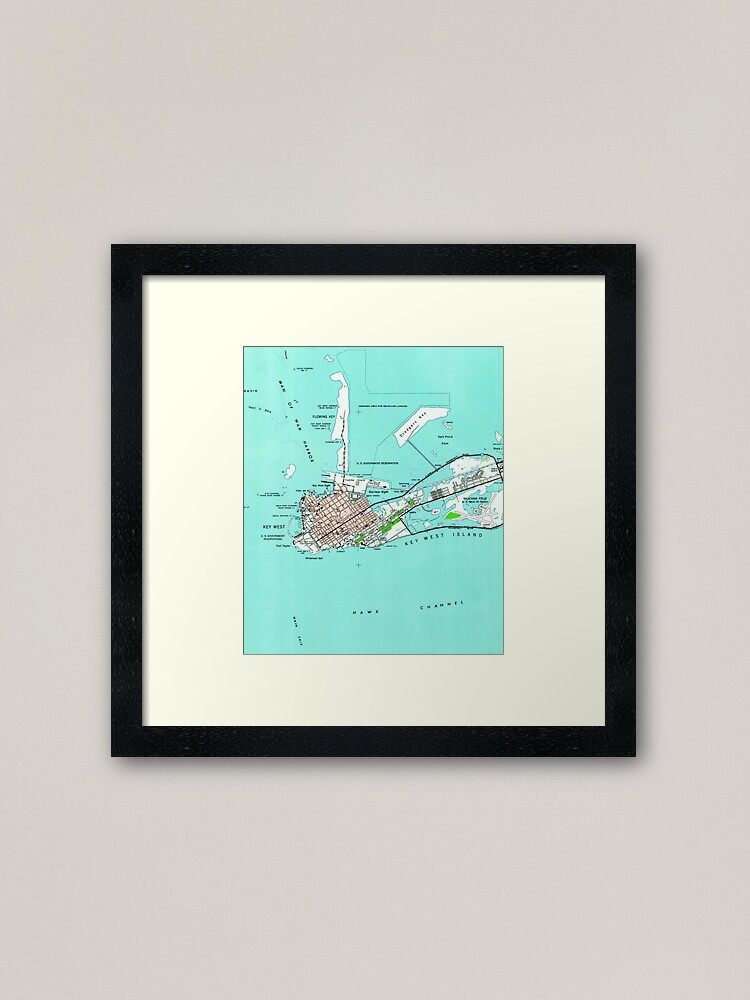 Key West Map style Poster decor print vintage style florida art largo beach