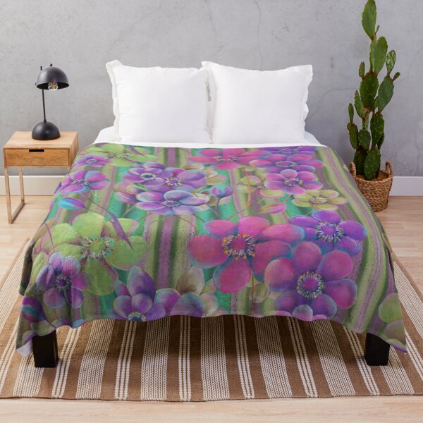 Item preview, Purple and green flowers on green striped background designed and sold by IrinaIkar.