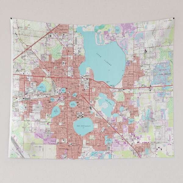 Item preview, Lakeland Florida Map (1975)  designed and sold by BravuraMedia.