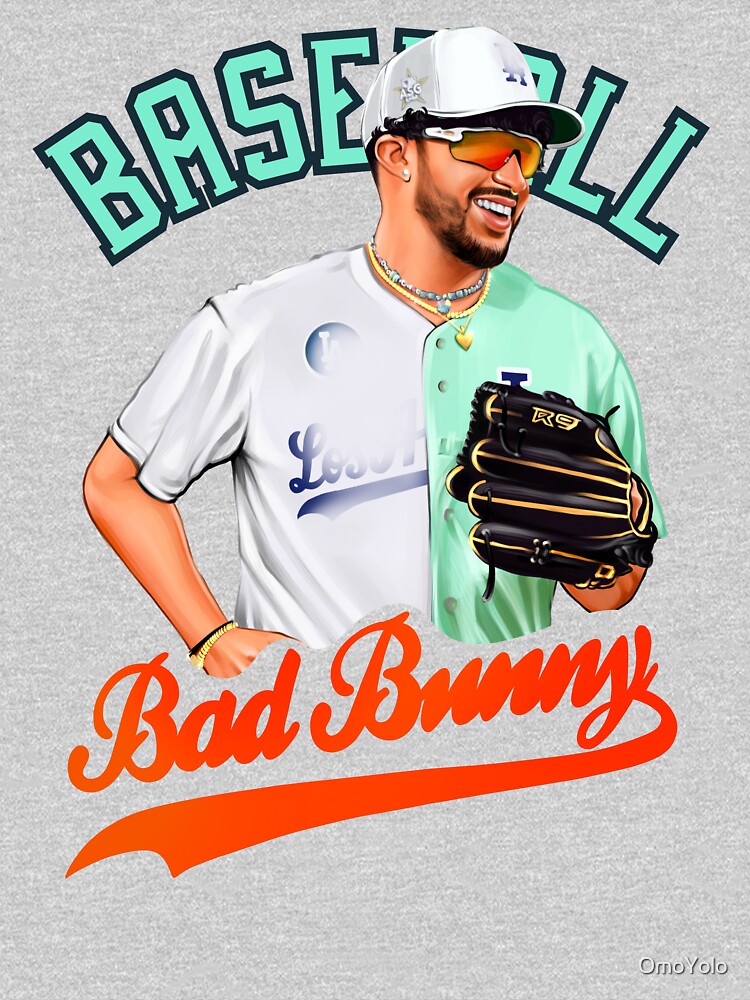 Bad Bunny in Sad Heart Baseball Jersey Sticker for Sale by OmoYolo