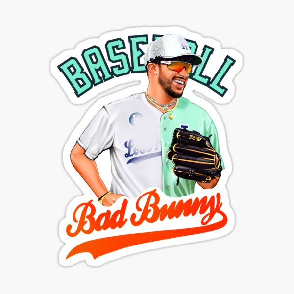 Bad Bunny in Los Angeles Baseball Jersey Sticker for Sale by