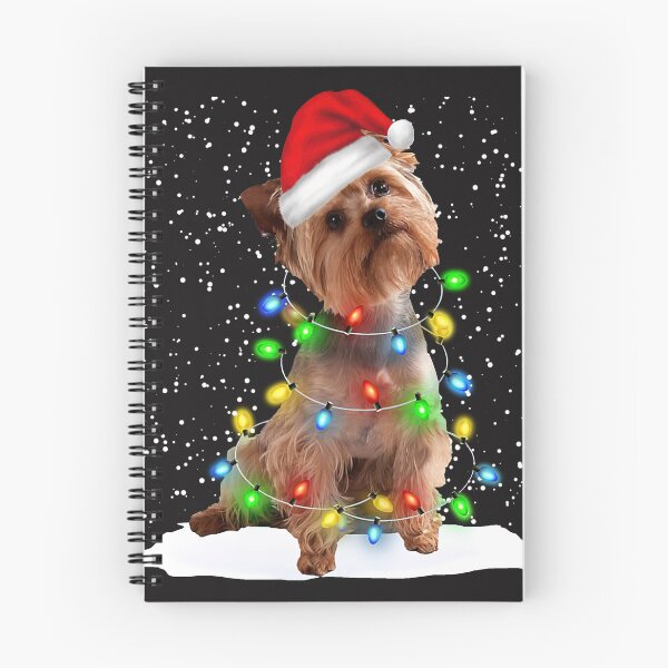 Item preview, Yorkie Dog Christmas Santa Hat Xmas Color Lights designed and sold by MasinDontrae.