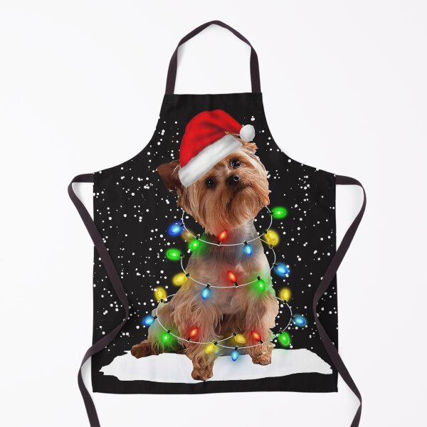 Item preview, Yorkie Dog Christmas Santa Hat Xmas Color Lights designed and sold by MasinDontrae.