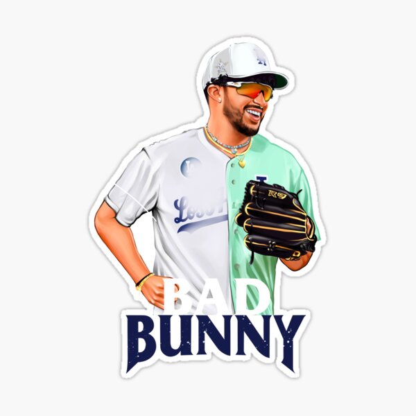 Bad Bunny in Los Angeles Baseball Jersey Sticker for Sale by