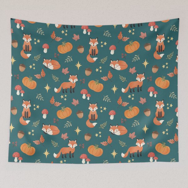 Item preview, Foxes and Autumn Pumpkins  designed and sold by HeySpiritAnimal.