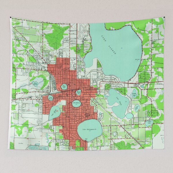 Item preview, Vintage Map of Lakeland Florida (1944) designed and sold by BravuraMedia.