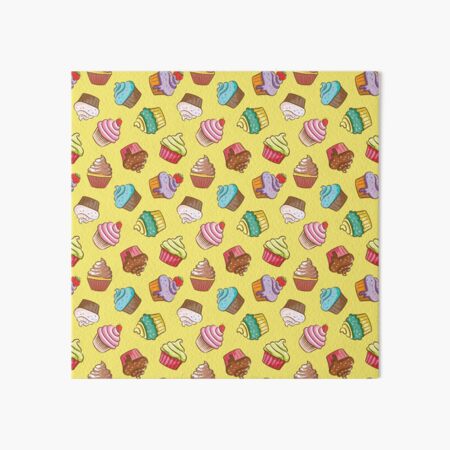 Mini Cupcake Pattern Colorful Little Iced Cakes Repeating Art Board Print  for Sale by Teeming