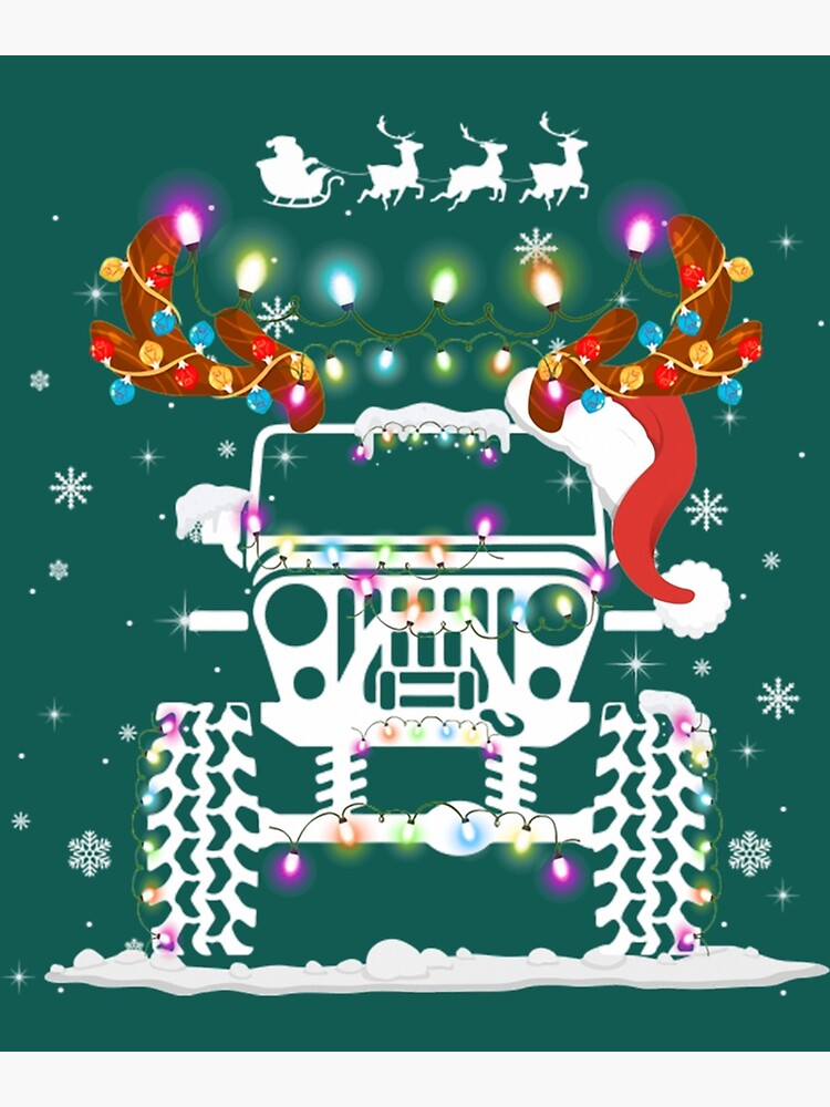Disover Jeep Christmas Lights Xmas Tree Reindeer Premium Matte Vertical Poster