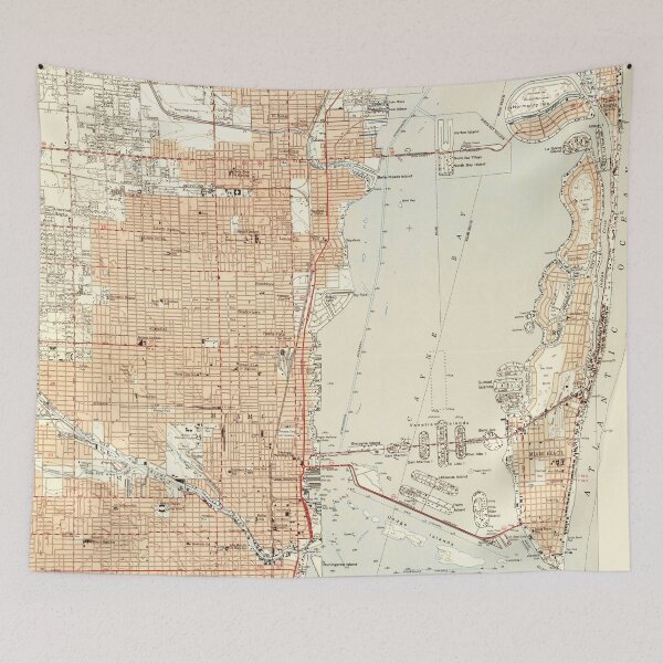 Item preview, Vintage Map of Miami Florida (1950) designed and sold by BravuraMedia.