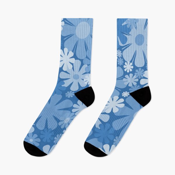 Item preview, Retro 60s 70s Aesthetic Floral Pattern in Pretty Blue Tones designed and sold by kierkegaard.