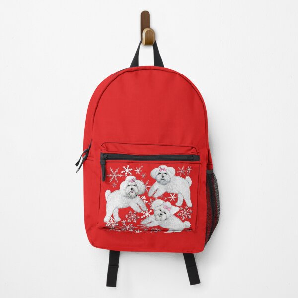 Item preview, Bichon Bolognese or Maltese dogs on red with snowflakes designed and sold by MagentaRose.