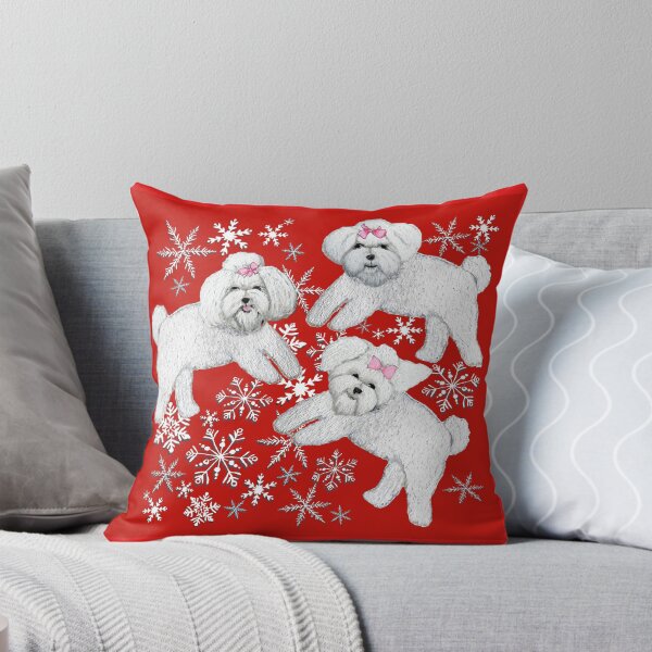 Item preview, Bichon Bolognese or Maltese dogs on red with snowflakes designed and sold by MagentaRose.