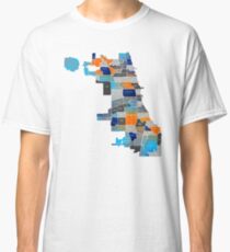 Chicago Map - Blue & Orange Classic T-Shirt