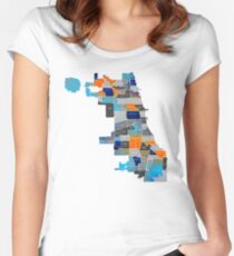 Chicago Map - Blue & Orange Women's Fitted Scoop T-Shirt