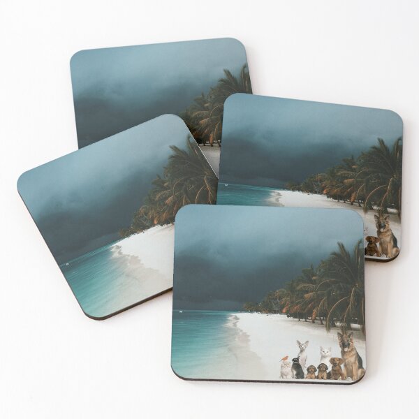 Item preview, pillow beach and dogs designed and sold by KAONZA.