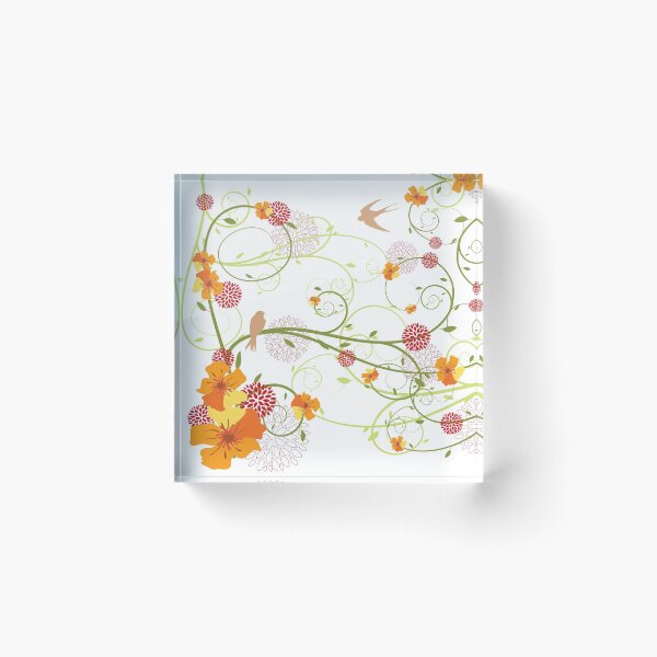 Item preview, Yellow Summer Hibiscus Swirls and Swallow Birds © fatfatin designed and sold by fatfatin.