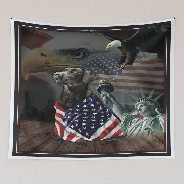 Item preview, Labrador Retriever Dog Eagle American Flag designed and sold by ImkeAhrens.