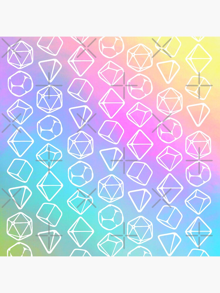 "DND NEON DICE SET PATTERN Rainbow Color dice" Sticker for Sale by