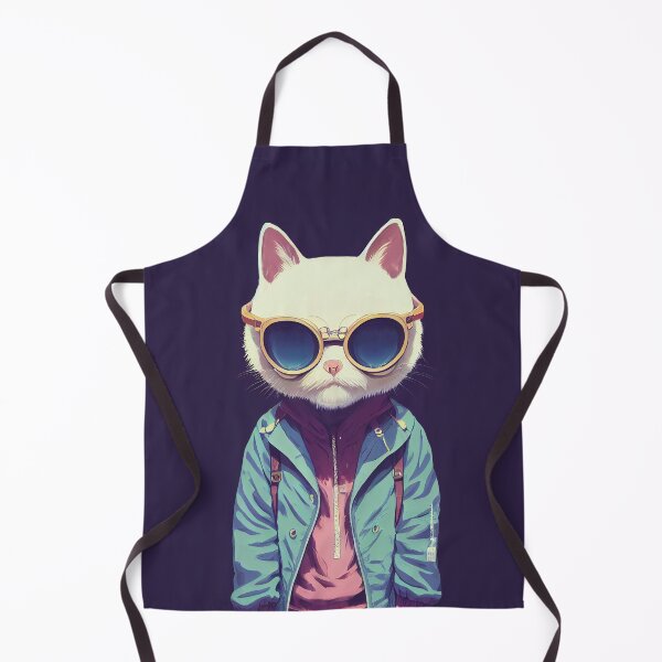 Artikelvorschau, Weiße Katze mit futuristischer Brille - Streetwear entworfen und verkauft von JackPets.