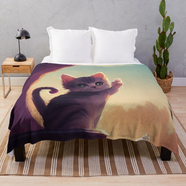 Item preview, Cute Kitten Reaching for the Sky | Anime Style Abstract Painting designed and sold by Pet Shelter.