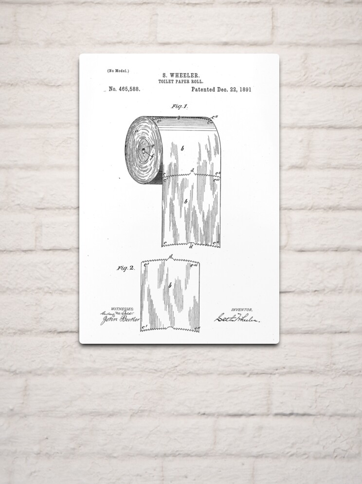 Toilet Paper Roll by S. Wheeler Patent Drawing Design Art Print for Sale  by Designs by Kool Kat