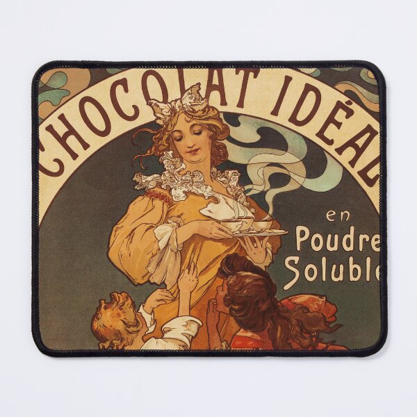 Item preview, Alphonse Mucha CHOCOLAT IDEAL in soluble powder 1897 Vintage French Art Nouveau Poster designed and sold by retroposters.