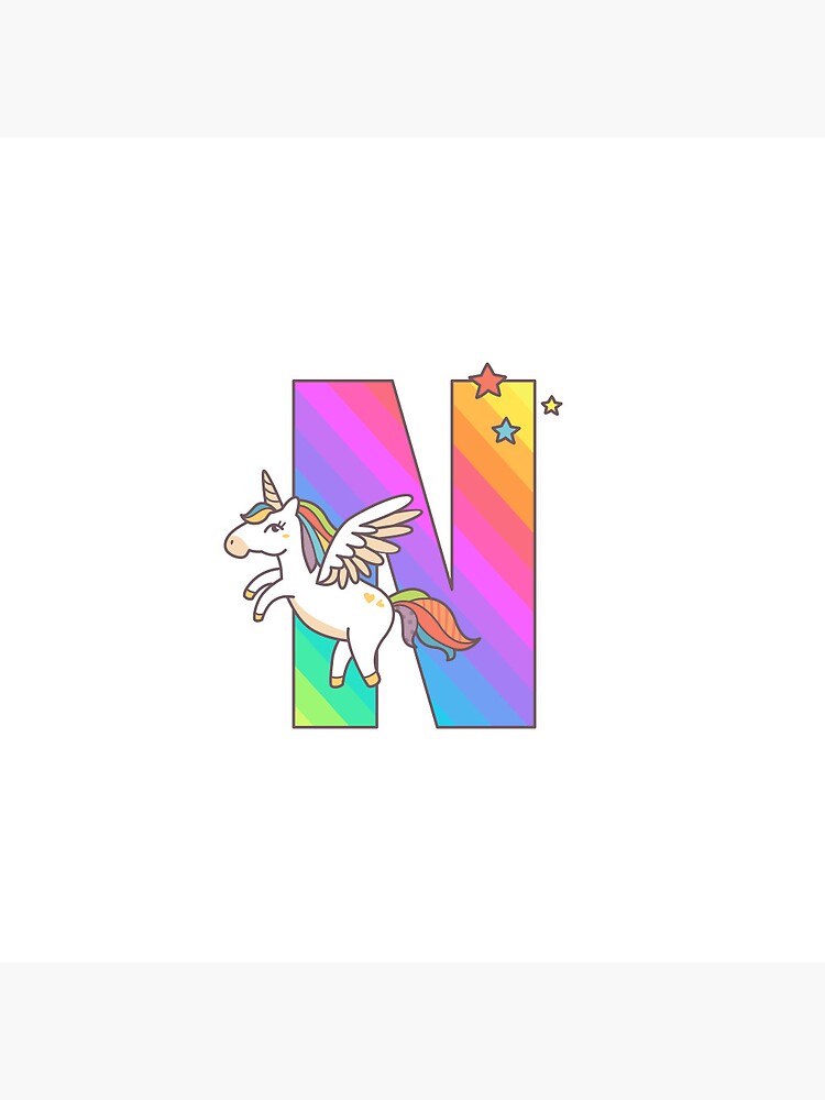 Cute Unicorn Rainbow Cartoon Initial Letter K Monogram Premium T-Shirt