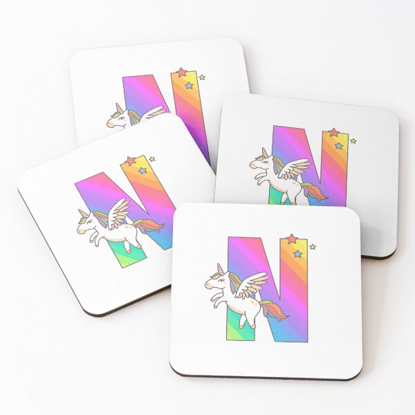Item preview, Unicorn Monogram Letter N Initial Cute Birthday Gift designed and sold by Delightfully Cynical.