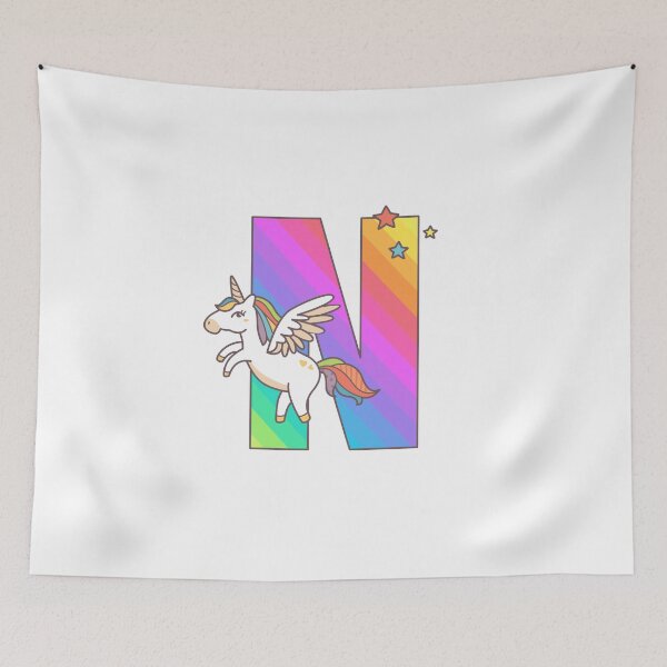 Item preview, Unicorn Monogram Letter N Initial Cute Birthday Gift designed and sold by Delightfully Cynical.
