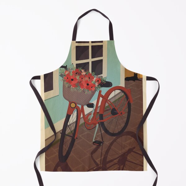Item preview, The red bike with a flower basket in a Scandinavian town designed and sold by marina63.