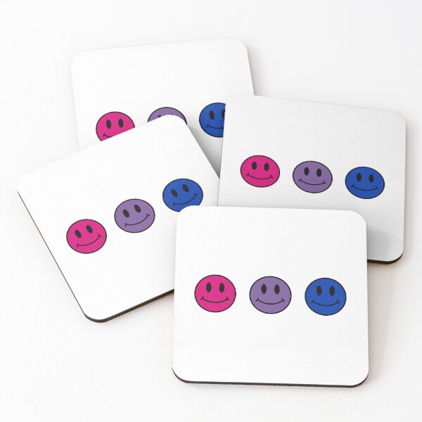 Item preview, Bi Flag Smiley Faces designed and sold by DrunkPolarBear.