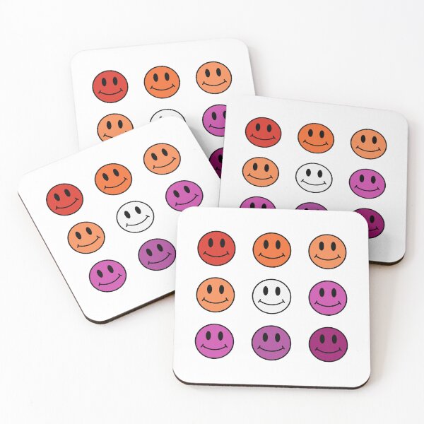 Item preview, Lesbian Flag Smiley Faces designed and sold by DrunkPolarBear.