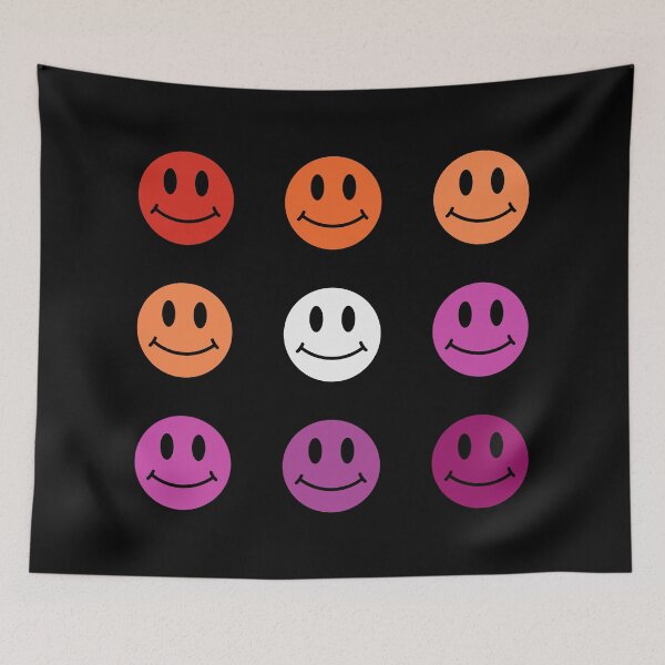 Item preview, Lesbian Flag Smiley Faces designed and sold by DrunkPolarBear.