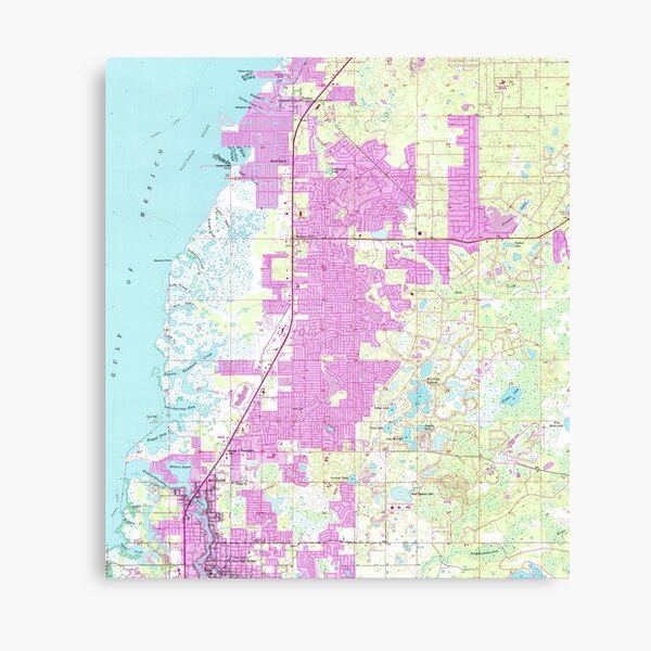 New Port Richey Map Port Richey & New Port Richey Florida Map (1954)" Canvas Print By  Bravuramedia | Redbubble