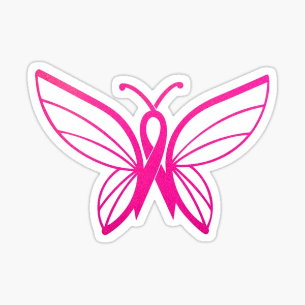 Butterfly Pink Ribbon Women Breast Cancer Awareness Sticker For Sale By Chday Redbubble 7483