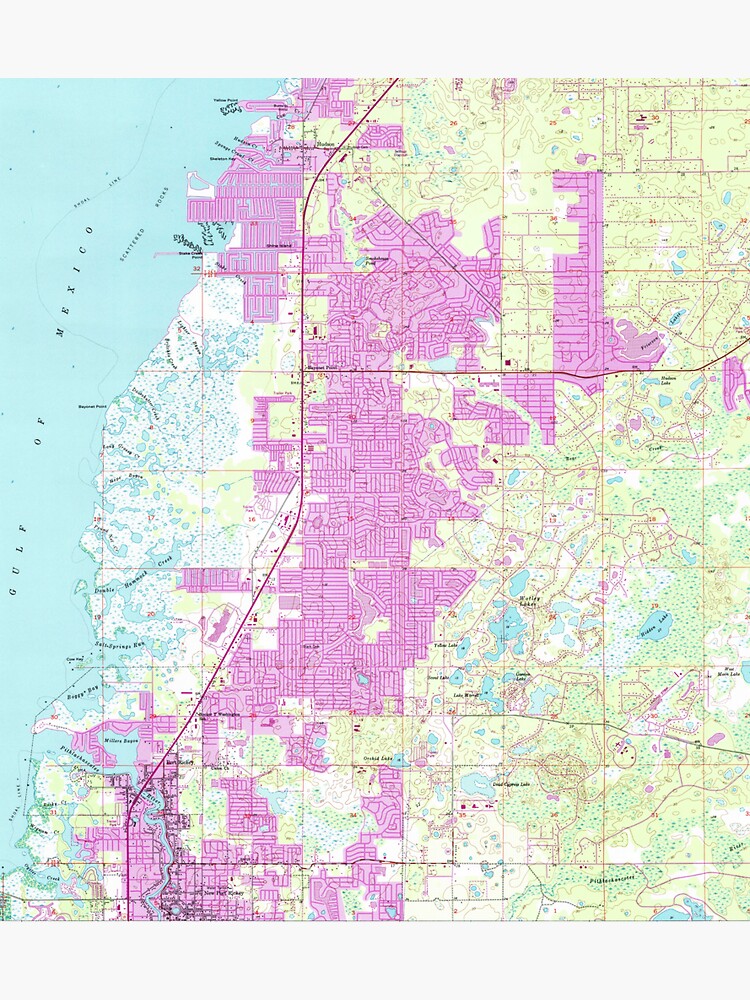 "Port Richey & New Port Richey Florida Map (1954)" Sticker for Sale by