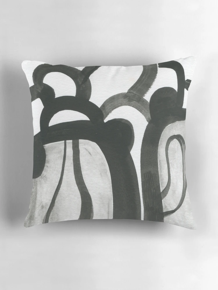 Thumbnail 3 of 4, Pillow, Ink Abstract #1 designed and sold by microstudio.