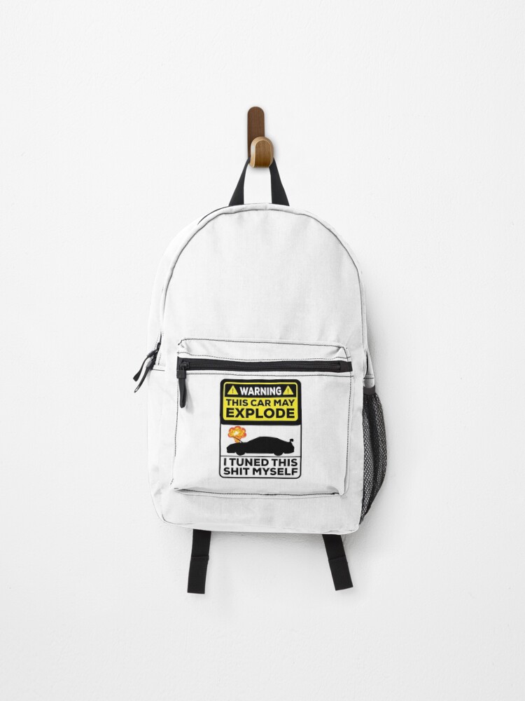 Thumbnail 1 of 3, Backpack, Warning Car May Explode designed and sold by ElseWorldDesign.
