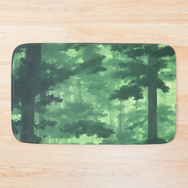 Item preview, A landscape of a peaceful rainforest in the style of an anime background with a natural color palette designed and sold by Art-of-AI.