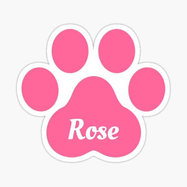 Pink paw and name Rose Sticker