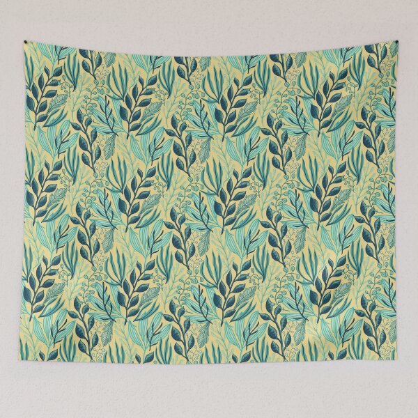 Item preview, Cute Bright Retro Pop Botanical Leaves Ocean Grass Seaweed  designed and sold by StudioAkubi.