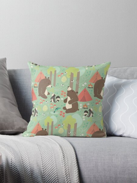 Bears of Summer Throw Pillow