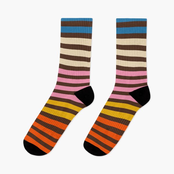 Item preview, Cinq Stripes Retro Modern Stripe Pattern Blue Beige Pink Mustard Orange Brown designed and sold by kierkegaard.