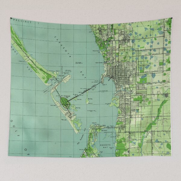 Item preview, Vintage map of Sarasota Florida (1944) designed and sold by BravuraMedia.