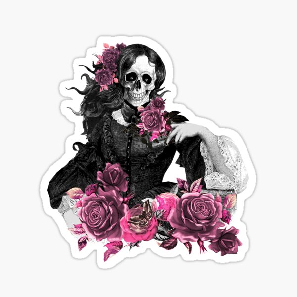 Flowers and skull, sugar skull, dark, La catrina, calavera, skeletons  lovers, cool skulls, bones, gothic floral lady | Canvas Print